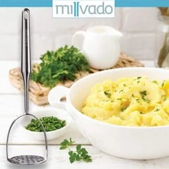 Potato Masher Stainless Steel, Hand Smasher Kitchen Tool For Potatoes, Sweet Potatoes, Avocado, Beans, Large, Heavy Duty Metal Mashing Utensil, 12.5" Dishwasher Safe -KitchenAid Shop 41uMBuUwgAL