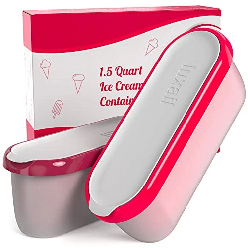 Ice Cream Containers For Homemade Ice Cream, Reusable Storage Freezer Ice Cream Container With Lids,2 Pack, BPA FREE, Dishwasher Safe Tub. Double Insulated, 1.5 Quart, Red And Burgundy , Non Slip Base, Stackable On Freezer Shelves. 3 Ice Cream Containers For Homemade Ice Cream, Reusable Storage Freezer Ice Cream Container With Lids,2 Pack, BPA FREE, Dishwasher Safe Tub. Double Insulated, 1.5 Quart, Red And Burgundy , Non Slip Base, Stackable On Freezer Shelves.
