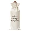 Godfather Wine Gift Bag, Cotton Burlap Wine Bags, Will You Be My Godfather, Baptism/Godparents Proposal/Communion Christening Gifts - 11