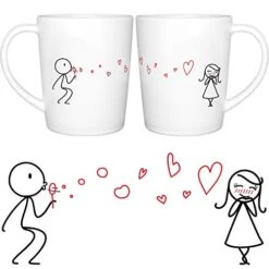 From My Heart To Yours His And Hers Matching Couple Coffee Mugs Set -Couples Gifts Valentines Day Anniversary Wedding Engagement Gifts For Wife Girlfriend Gifts Romantic Gifts For Her