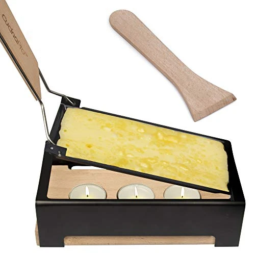Heese Raclette W Foldable Handle- Candlelight Cheese Melter Pan W Spatula And 3 Tea Light Candles - Melts In Under 4 Minutes, Small Portable, Great For Dinner Parties, Appetizers, Housewarming Gift 4 Heese Raclette W Foldable Handle- Candlelight Cheese Melter Pan W Spatula And 3 Tea Light Candles - Melts In Under 4 Minutes, Small Portable, Great For Dinner Parties, Appetizers, Housewarming Gift - Image 2