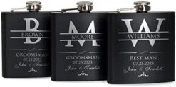 Groomsmen Gifts Set Of 6, Personalized Groomsmen Flask Set W Optional Gift Box - Wedding Favor, Engraved 6oz Stainless Steel Flask, Custom Flask Gift Set, Black #2 16 Groomsmen Gifts Set Of 6, Personalized Groomsmen Flask Set W Optional Gift Box - Wedding Favor, Engraved 6oz Stainless Steel Flask, Custom Flask Gift Set, Black #2 -KitchenAid Shop 41uhVIM0ERL. AC
