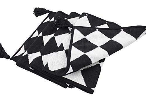 Black And White Diamond Woven Table Runner - 14 X 71 Inch Checker Runner Table Centerpiece For Dining Home Decor, Indoor Parties, Holiday Events Tassel Table Runner 5 Black And White Diamond Woven Table Runner - 14 X 71 Inch Checker Runner Table Centerpiece For Dining Home Decor, Indoor Parties, Holiday Events Tassel Table Runner - Image 3