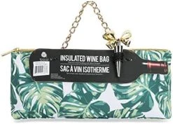 Hite Leopard Wine Bag Trendy Women's Clutch Bag With A Insulated Tumbler Cup | Holds 1 Standard Bottle Of Wine | Fashionable Lunch Bag Purse(White & Gold)