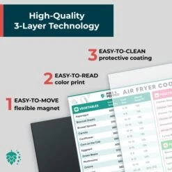 & Pepper Magnetic Air Fryer Temperature Chart & Cheat Sheet Set | Quick Reference Guide With Cook Time, Temperature Setting, Internal Food Temp For Almost 90 Popular Air Fryer Foods -KitchenAid Shop 41urMpYEpGL