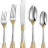 Luxury 20 Pieces 18/10 Stainless Steel Flatware Set, Service For 4, Silver Plated With Gold Accents, Fine Silverware Set And Dishwasher Safe -KitchenAid Shop 41usylWoeNL