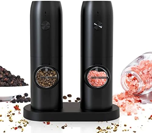 Electric Salt And Pepper Grinder Set, Rechargeable Pepper Grinder With Charger Tray, USB Cable, One Hand Operation, Adjustable Coarseness With Ceramic Grinder, ABS Body, (Set Of 2,Black) 10 Electric Salt And Pepper Grinder Set, Rechargeable Pepper Grinder With Charger Tray, USB Cable, One Hand Operation, Adjustable Coarseness With Ceramic Grinder, ABS Body, (Set Of 2,Black) - Image 8