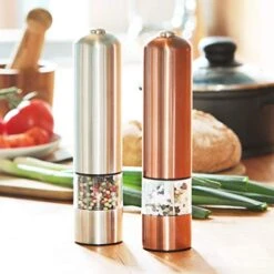 Electric Pepper Mill, Stainless Steel, Bronze, Large, 5 X 5 X 23 Cm