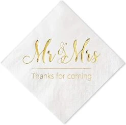 Wedding Napkins Mr And Mrs Gold Cocktail Beverage Dessert Napkins For Wedding Shower Engagement Party Decorations, Wedding Cake Table Decor Supplies. 100 Pcs, 3-Ply -KitchenAid Shop 41uzo5dSlkS. AC