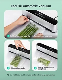 Full Automatic Vacuum Sealer Machine, 8 In 1 LED Touch Screen Powerful Food Sealer, 6 Food Modes, 5MM Seal Width With Cutter And 15 Sealer Bags Detachable,Lad Tested -KitchenAid Shop 41v3Ivuxy1L