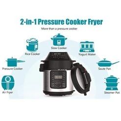 Pressure Cooker, 6L 2-In-1 Pressure Cooker Fryer LCD Display Multi Pressure Cooker Non‑Stick Adjustable Pressure Electric Pressure Cooker With Air Fryer Roast Bake Dehydrate Rice Cooker Steamer Saute -KitchenAid Shop 41v5ssIjpES 1