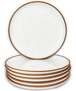 Ora Ceramic Plates Set, 7.8 In - Set Of 6 - The Dessert, Salad, Appetizer, Small Dinner Etc Plate. Microwave, Oven, And Dishwasher Safe, Scratch Resistant. Kitchen Porcelain Dish - Vanilla White