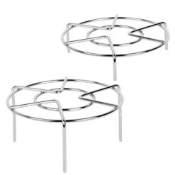 Steamer Rack Set Of 2 Heavy Duty Round Stainless Steel Steam Rack Stand Steaming Rack High Foot 2.7 Inch Height 1.2 Inch Height Eggs Rack Food Steamers Rack