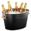 MDesign Large Metal Beverage Tub Oval Cooler For Beer, Wine, Ice, And Drinks - Portable 4.75 Gallon/18 Liter Cold Drink Trough For Parties - Steel Bin Bucket Stand With Bamboo Handles, Matte Black -KitchenAid Shop 41vDXWHz1oL