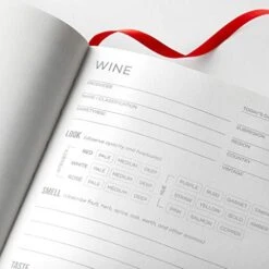 Journal Guided Wine Tasting Notes (5" X 7" B6 Notebook) - Features 4 Step Tasting Method, Wine Color Reference Card, And Page Marker (Black)
