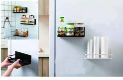 YCOCO Spice Rack For Refrigerator,Single Tier Refrigerator Spice Storage Shelf,Easy To Install The Side Of Refrigerator Can Hold Spices,Salt,Pepper,Space Saving Black Pack Of 2 -KitchenAid Shop 41vIp3c6FzL