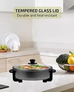 12-Inch Nonstick Electric Skillet - Aluminum Coated Grill Pan & Glass Lid Cover -KitchenAid Shop 41vMVdNpTKL