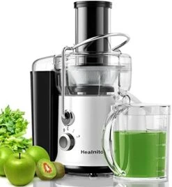 650W 3 Speeds Juicer Machines Vegetable And Fruit, Healnitor Centrifugal Juice Extractor With Big Mouth 3” Feed Chute, Easy To Clean, BPA-Free Compact Centrifugal Juice Maker, White -KitchenAid Shop 41vS29YBDL. AC