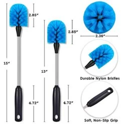 Tainless Steel Bottle Brush, 2 Pack Long Handle Water Bottle Scrubbing Brush, Built For Cleaning Sports Bottles, Baby Bottles, Cups, Mugs, Glasswares, Tumblers, Wine Decanters, Flask, 13 In - 15 In 11 Tainless Steel Bottle Brush, 2 Pack Long Handle Water Bottle Scrubbing Brush, Built For Cleaning Sports Bottles, Baby Bottles, Cups, Mugs, Glasswares, Tumblers, Wine Decanters, Flask, 13 In - 15 In -KitchenAid Shop 41ve2uew5LL