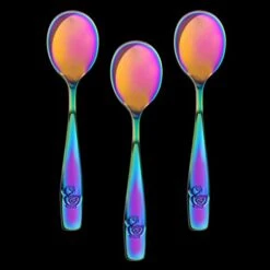 9 Piece Stainless Steel Rainbow Kids Spoons, Kids Cutlery, Child And Toddler Safe Flatware, Kids Silverware, Kids Utensil Set, Includes A Total Of 9 Spoons, Ideal For Home And Preschools