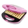 Electric Waffle Sandwich Maker, Toaster, Panini Press With Healthy Ceramic Nonstick Plates, Perfect For Tuna Melts, Crispy Rice, Grilled Cheese, LED Indicator Light, PFAS-Free, Pink