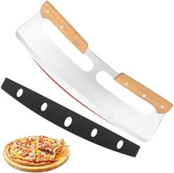 14" Pizza Cutter Rocker With Wooden Handles, Sharp Stainless Steel Pizza Slicer Knife Blade With Protective Cover, Upgrade Accessories Chopper For Pie Pizza Making Kit By Lascritta (14 Inches) -KitchenAid Shop 41voK67CvcL. AC