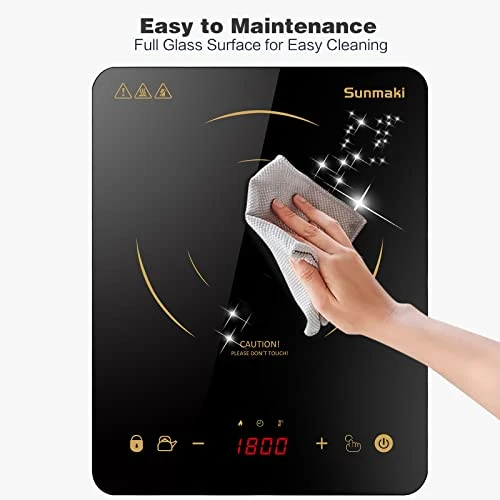 Induction Cooktop, Induction Hot Plate With LED Display, 1800W Countertop Burner Portable Black Crystal Glass Surface 10 Temperature 9 Power Setting &3H Timer For Cooking 7 Induction Cooktop, Induction Hot Plate With LED Display, 1800W Countertop Burner Portable Black Crystal Glass Surface 10 Temperature 9 Power Setting &3H Timer For Cooking - Image 5