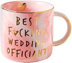 Best Wedding Officiant Mug - Funny Thank You Gifts - Pink Marble Ceramic Coffee Cup 11.5 Oz -KitchenAid Shop 41vxadG TyL. AC