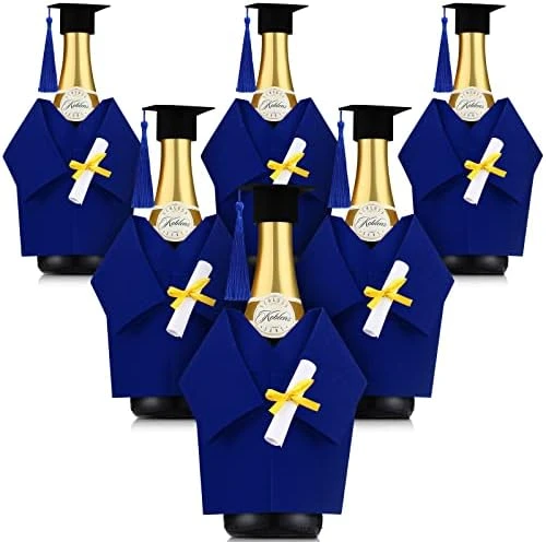 6 Pieces Graduation Wine Coat Bottle Covers Sets, Felt Graduation Gown And Bottle Toppers Doctoral Cap With Tassels Suit For Wine Or Champagne Bottle, Wine Gift Bags For Graduation Party Decor (Black) 11 6 Pieces Graduation Wine Coat Bottle Covers Sets, Felt Graduation Gown And Bottle Toppers Doctoral Cap With Tassels Suit For Wine Or Champagne Bottle, Wine Gift Bags For Graduation Party Decor (Black) - Image 9