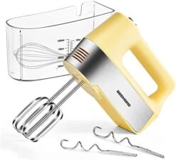 REDMOND Electric Hand Mixer, 5-Speed Hand Mixer With Measuring Storage Case, Kitchen Handheld Mixer Includes Dough Hooks, Whisk And Beaters For Cream, Cake, Cookies, Eggs 250W Hand Mixer With Measuring Box, HM018 Yellow -KitchenAid Shop 41w0PYmosIL. AC