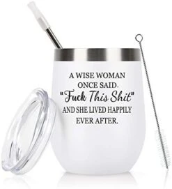 A Wise Woman Once Said Wine Tumbler For Women, Stainless Steel Wine Tumbler For Friends Coworker Divorce Retirement, 12 Oz Insulated Tumbler With Lid And Straw, Rose Gold -KitchenAid Shop 41w8cnFiS5L. AC