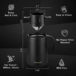 16oz Camping Coffee Maker Pour Over Coffee Maker Set With Stainless Steel Coffee Mug + Collapsible Pour Over Coffee Filter - For Travel Camping Offices Backpacking -KitchenAid Shop 41wCwVUM1VL