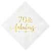 70 And Fabulous Cocktail Napkins Gold For Women 70th Birthday Decorations, 70th Birthday Bevergae Dessert Cake Table Supplies, 50Pcs, 3-Ply