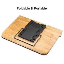 Eadaeer Bamboo Book Stand, Large Book Holder With 6 Adjustable Height, Foldable Cookbook Stand Desktop Document Holder For Kitchen & Office (13.4 X 9.3 Inch) -KitchenAid Shop 41wLBFtaHJS