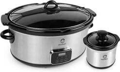 Slow Cooker 7 Quart Crock Digital Programmable With Clip-tight Lid For Easy Transport Stainless Steel Set Silver -KitchenAid Shop 41wUI4SzWbL. AC
