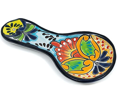 Hand Painted Ceramic Spoon Rest Kitchen Counter Top Utensil Holder For Spoons Spanish Mexican Decorations (Multi) 4 Hand Painted Ceramic Spoon Rest Kitchen Counter Top Utensil Holder For Spoons Spanish Mexican Decorations (Multi) - Image 2