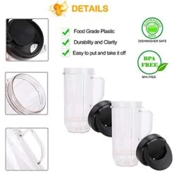 2 Pack Magic Bullet Blender Cups Tall 22oz Cup With Flip Top To-Go Lid Replacement Part Cup Mug With Handle Compatible With 250w MB1001 Magic Bullet Mugs & Cups Blender Milk Juicer Mixer Accessories -KitchenAid Shop 41wfF8RmE4L