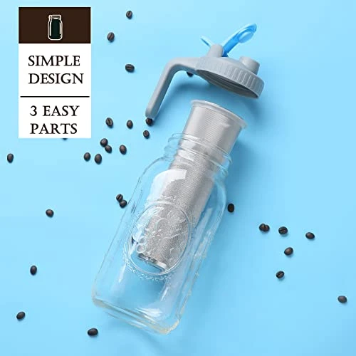 Coffee Strainer Stainless Steel Mesh Filter- 2 Quart (64 Oz)- 2pcs Wide Mouth Flip Cap Lid With Handle For Ball Mason Jar, Suitable For Cold Brew, Lemonade, Iced Tea And Iced Coffee 3 Coffee Strainer Stainless Steel Mesh Filter- 2 Quart (64 Oz)- 2pcs Wide Mouth Flip Cap Lid With Handle For Ball Mason Jar, Suitable For Cold Brew, Lemonade, Iced Tea And Iced Coffee
