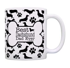 Dog Owner Gift Best Dachshund Dad Ever Paw Pattern 11oz Ceramic Coffee Mug Tea Cup White