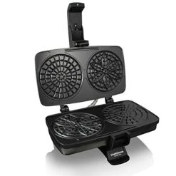 's Choice Pizzelle Maker Toscano PizzellePro Features Nonstick Surface And Even Heating For Two Baked Treats In Seconds, 2-Slice, Silver