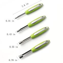 Apple Corer Set Of 4 Sizes, Corer And Pitter With Comfortable Rubber Handle, For Fruit, Vegetables, Apples, Pears, Cherries, Jujubes And Red Dates