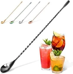 Premium 12 Inch Stainless Steel Cocktail Spoon - Long Attractive Spiral Design For Layering Drinks - Bar Spoon & Cocktail Mixing Spoon For Cocktail Shakers, Tall Cups & Pitchers (Silver) -KitchenAid Shop 41wzp0nnHSL. AC