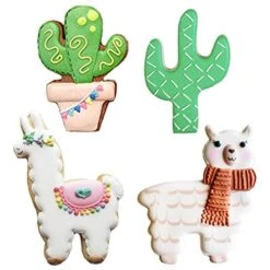 Llama And Cactus Cookie Cutters 4-Pc Set Made In USA By Ann Clark