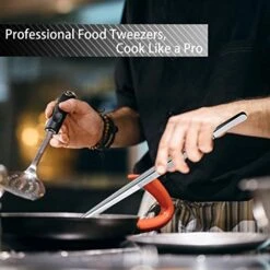 2 Pcs 12-Inch Cooking Tweezers Stainless Steel, Straight Food Tweezers, Professional Kitchen Tweezers/Forceps For Cooking Repairing And BBQ (12-Inch, Silver) -KitchenAid Shop 41xCrbh73TL