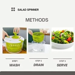 Large Salad Spinner Vegetable And Fruit Cleaner – Quick And Easy Lettuce Spinner Veggie Dryer, Fruit Washer –Smart Lock Lid With Brake – Compact Storage And Easy Draining -KitchenAid Shop 41xFyjyCjwL