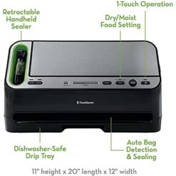 FoodSaver Oodsaver V4400 2-in-1 Vacuum Sealer Machine With Automatic Bag Detection And Starter Kit |Black And Silver & Regular Sealer And Accessory Hose Wide-Mouth Jar Kit, 9.00 X 6.00 X 4.90 Inches, White 9 FoodSaver Oodsaver V4400 2-in-1 Vacuum Sealer Machine With Automatic Bag Detection And Starter Kit |Black And Silver & Regular Sealer And Accessory Hose Wide-Mouth Jar Kit, 9.00 X 6.00 X 4.90 Inches, White -KitchenAid Shop 41xHUE6knUL