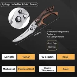Poultry Shears, Heavy Duty Kitchen Shears With Serrated Edge, No Rust Spring Loaded, Multipurpose Stainless Steel Kitchen Scissors For Chicken, Bone, Meat, Turkey, Fish Thanksgiving Christmas Day -KitchenAid Shop 41xHuUljggL