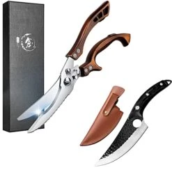 Poultry Shears, Heavy Duty Kitchen Shears With Serrated Edge, No Rust Spring Loaded, Multipurpose Stainless Steel Kitchen Scissors For Chicken, Bone, Meat, Turkey, Fish Thanksgiving Christmas Day