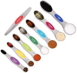 Magnetic Measuring Spoons Set, Dual Sided, Stainless Steel, Fits In Spice Jars, Multi-Color, Set Of 8 -KitchenAid Shop 41xL5NLyuL. AC