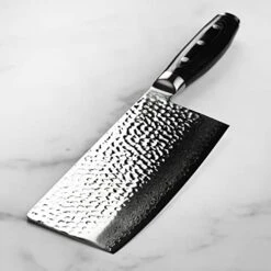 HD 7" Vegetable Cleaver - Made In Japan - VG10 Hammered Damascus Stainless Steel Chinese Chef's Knife -KitchenAid Shop 41xN1cxF5AL